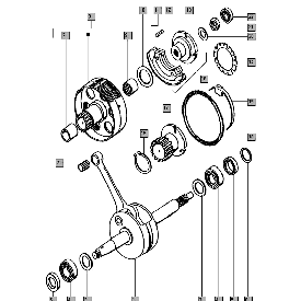 Opvul ring 0.3mm achter koppeling segmenten Tomos