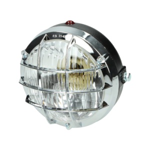 Tomos cross koplamp rond met grill en met een BA20D fitting. Bosatta f107 